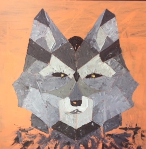 Peinture Annie Cygelman : tête de loup